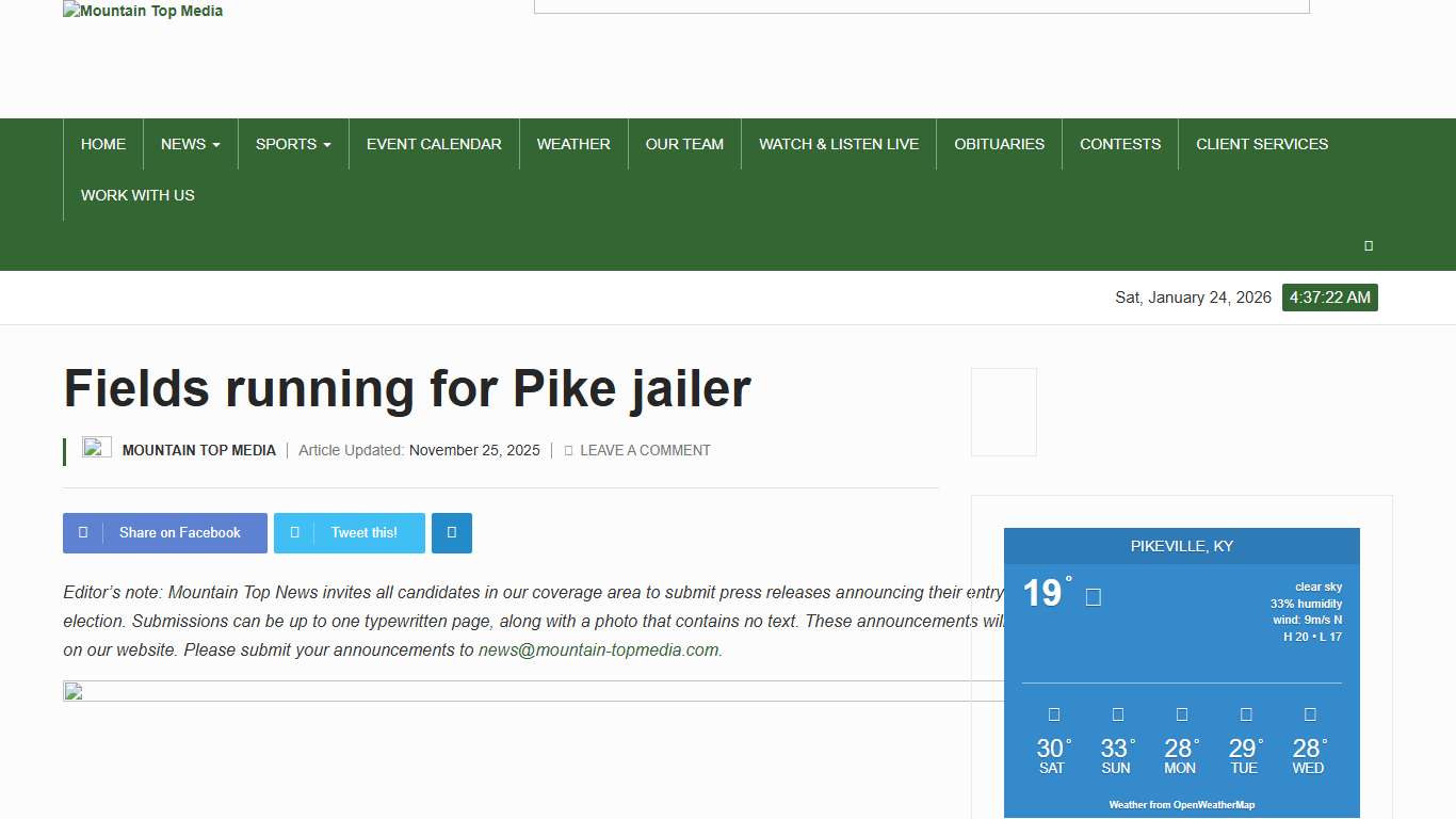 Fields running for Pike jailer - Mountain Top Media