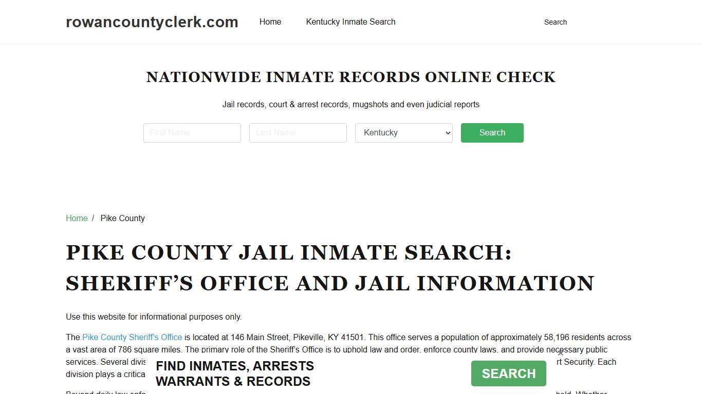 Pike County Sheriff, KY, Jail Inmate Search, Recent Arrests